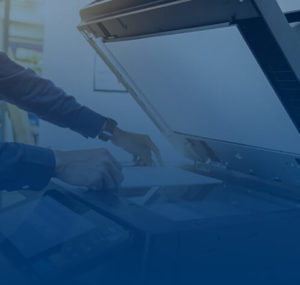 High-performance copiers and printers lined up in a sleek office environment