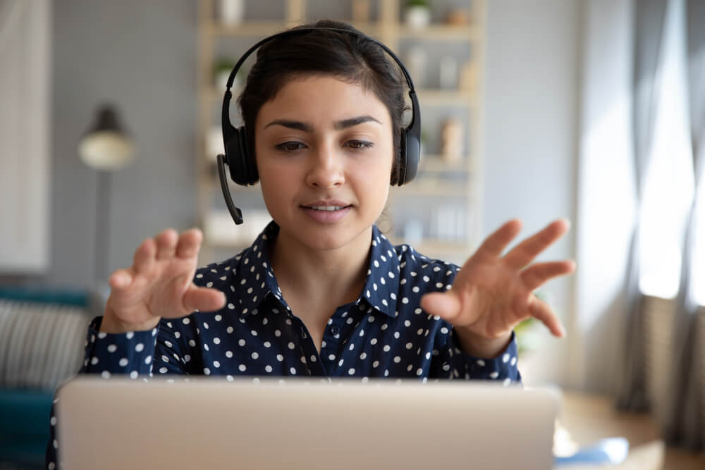 Young Business Woman Talking via Video Call